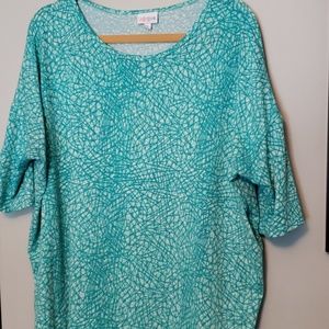 Blue LulaRoe patterned Irma Tunic